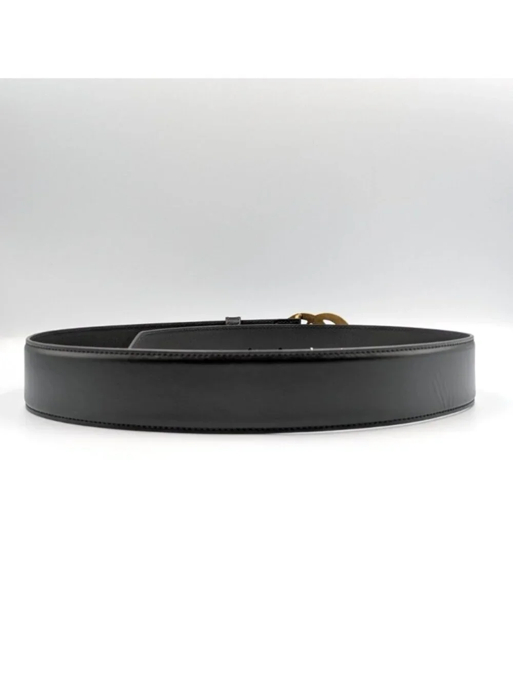 Gucci Men’s Plutone W40mm Calfskin Geometric Double G Belt Black 85cm 795526